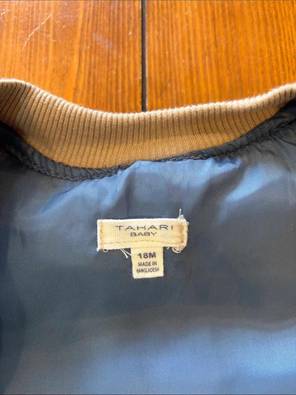 Tahari Baby Blue Puffer Vest With Tan Corduroy Trim Boys Size 18 Months EUC